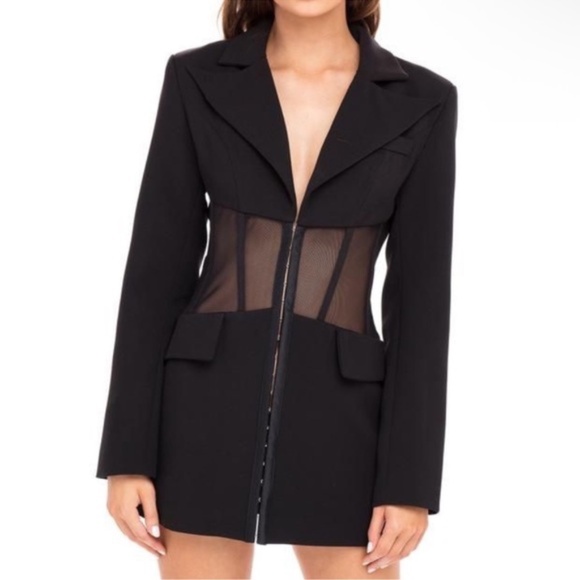 Heiress Beverly Hills Corset Mesh Blazer Dress Mini - Picture 2 of 6